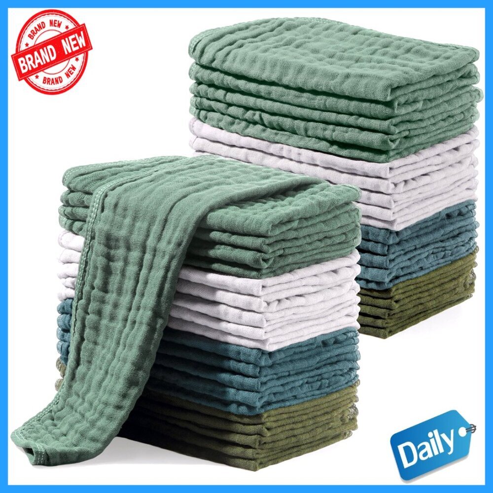 20-Piece Large Burp Cloths 100% Cotton Ultra Absorbent for Babies